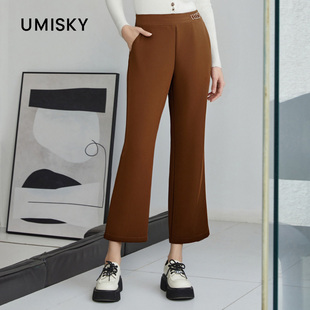 垂感阔腿休闲裤 裤 NI3F1919 饰微喇西装 umisky优美世界金属环装