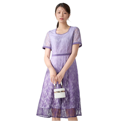 优美世界a字蕾丝连衣裙