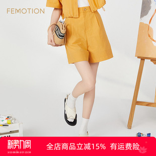 清爽舒适高腰休闲阔腿短裤 夏季 XK2F1017 商场同款 旗下芬岸女装