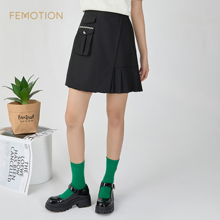 清仓 学院风年轻减龄不对称a字短裙XI1H1011 旗下芬岸女装