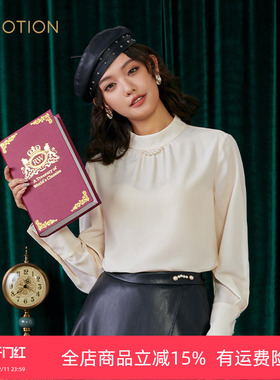 清仓 旗下芬岸女装法式风情半高领宽松套头衬衣XI4G3004