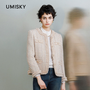 umisky优美世界专柜同款 气质小香风外套SK4Y2820 冬季