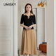 优美世界旗下女装 拼色套头上衣a字半裙两件套LM2D2043