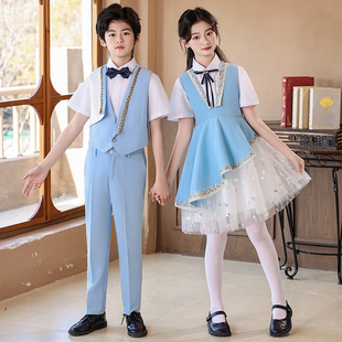 儿童六一合唱服男女童演讲朗诵比赛主持人演出服中小学生表演服装