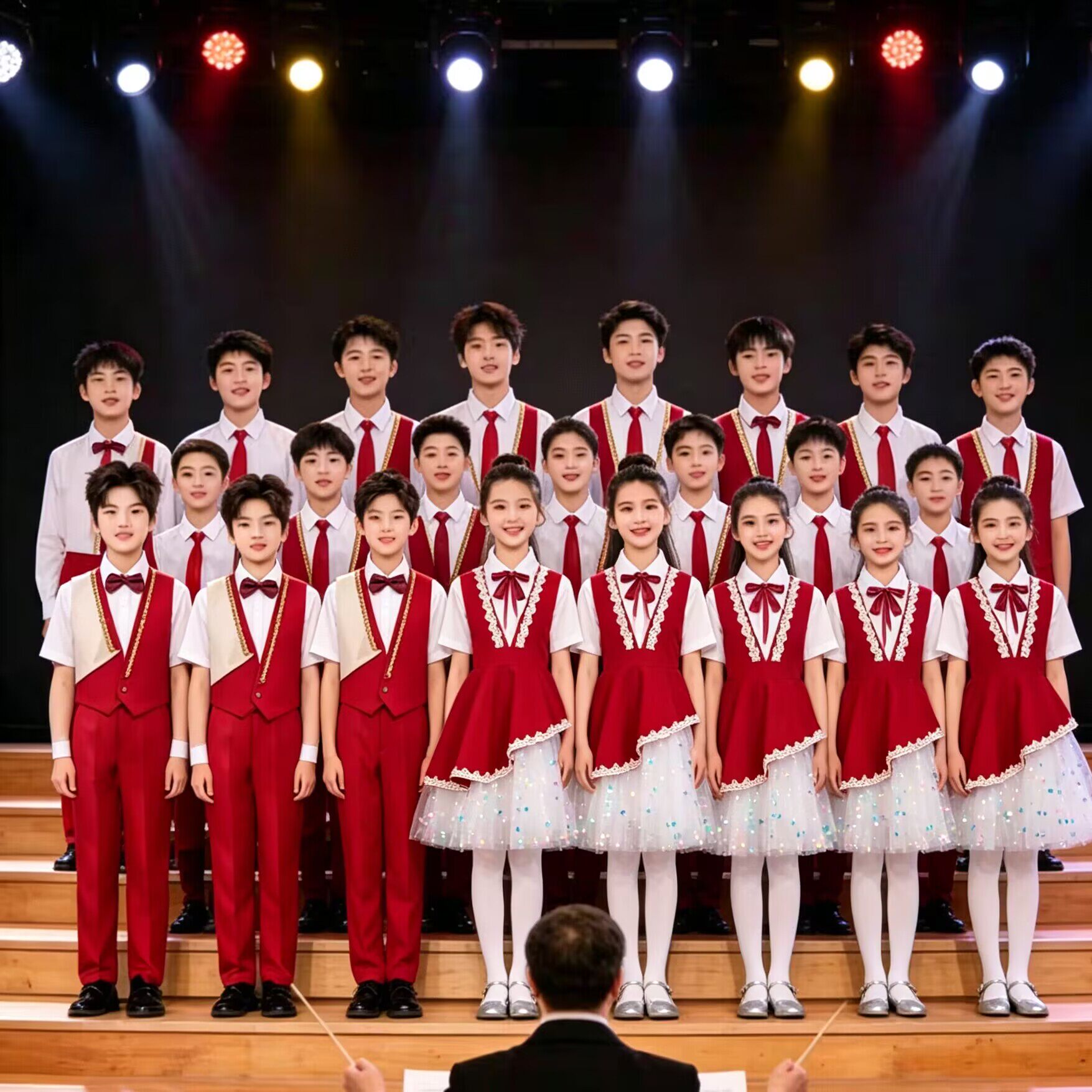 儿童中小学生大合唱服装男女童朗读国庆演讲比赛演出服主持人礼服
