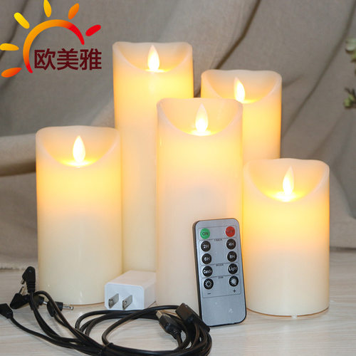 USB充电遥控led电子蜡烛灯0键仿真摇摆家居婚庆装饰道具假蜡烛灯