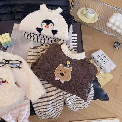 儿童内衣套装半边绒新男童冬装睡衣女宝宝家居服童装