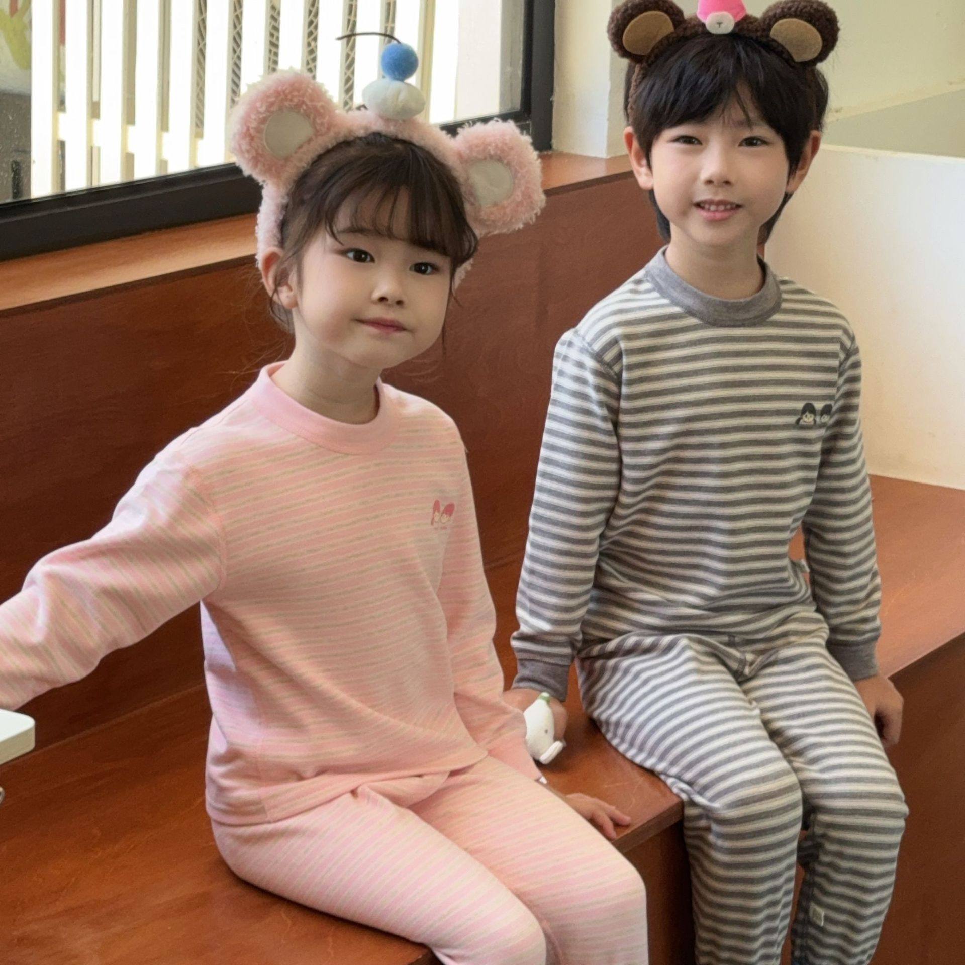 儿童德绒无骨保暖内衣套装男童女童宝宝加厚秋衣秋裤睡衣童装