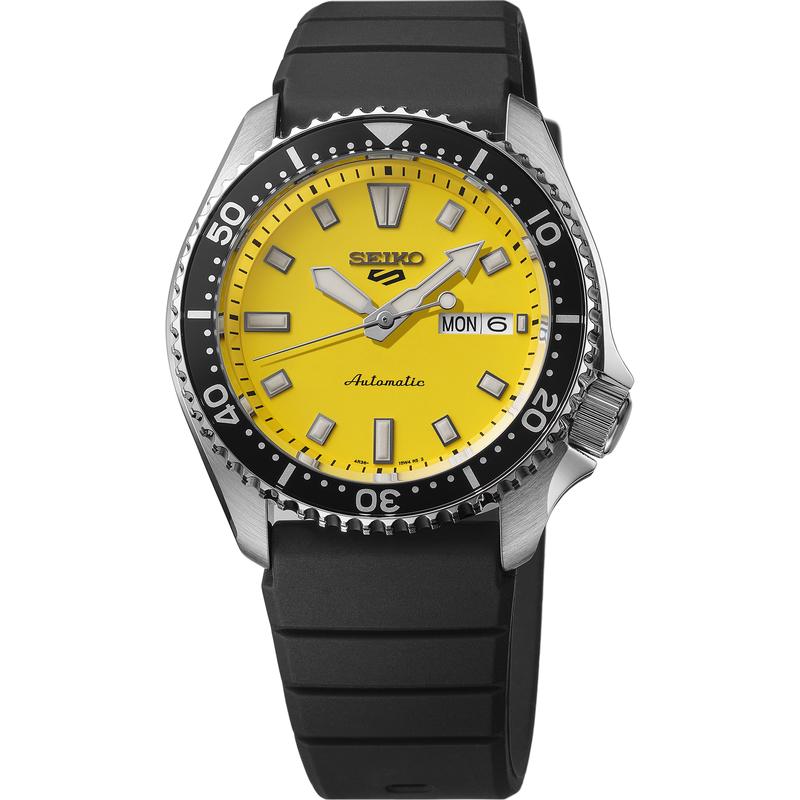 Seiko/精工日韩腕表自动机械黑盘黄圈耐磨防水中性表