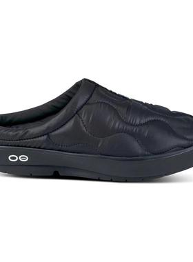 代购Oofos运动拖鞋男舒适缓震耐磨透气黑色波纹纹理轻便保暖户外