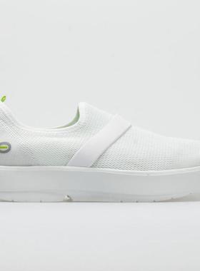 代购Oofos女士徒步鞋缓震减压足弓支撑柔软缓冲低帮设计白色