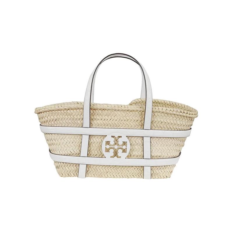 Tory Burch/汤丽柏琦女包手提藤编白棕简约大容量休闲时尚托特包