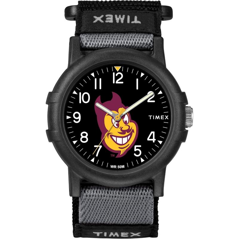 Timex/天美时运动腕表mm树脂表壳黑带橙盘防泼水