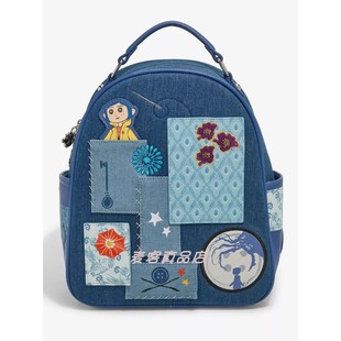Coraline Loungefly 拼布牛仔卡通迷你双肩背包