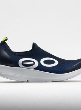 代购Oofos男士徒步鞋减震关节保护灵活移动易穿脱白色海军蓝轻量
