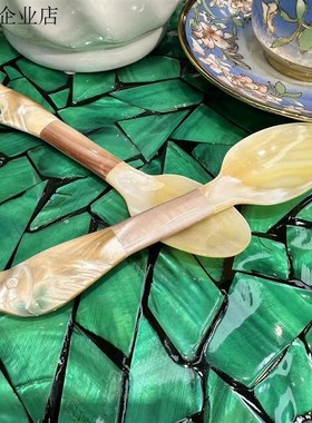 HH—天然贝壳鱼头勺摆件饰品一对 长度16cm