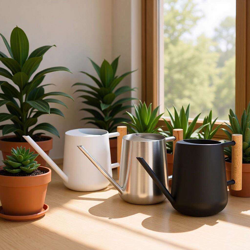 不锈钢喷雾壶金属洒水壶长嘴室内浇水壶园艺工具木柄浇花喷雾壶