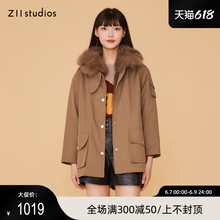 Z11女装 冬季新款狐狸毛领工装风派克服O734