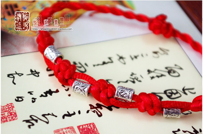 狐步舞[丰神冶丽]个性民族原创手工红绳藏银手链手串 男女情侣款