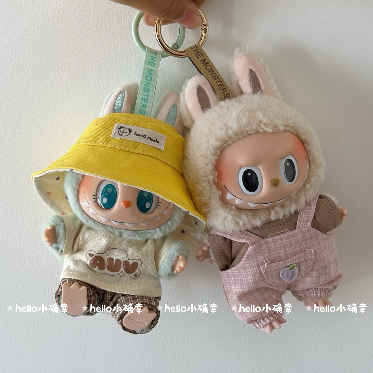 搪胶拉布布一代二代挂件娃衣坐坐派对系列labubu着替休闲套装帽子