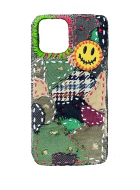 JHM原创军事帆布军绿色手工制作布艺古布boro笑面iphonecase配件适用于苹果安卓ins