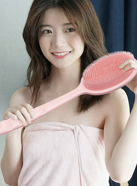 硅胶长柄双面洗澡刷可卸拆多功能长柄搓背沐浴刷硅胶按摩洗澡刷