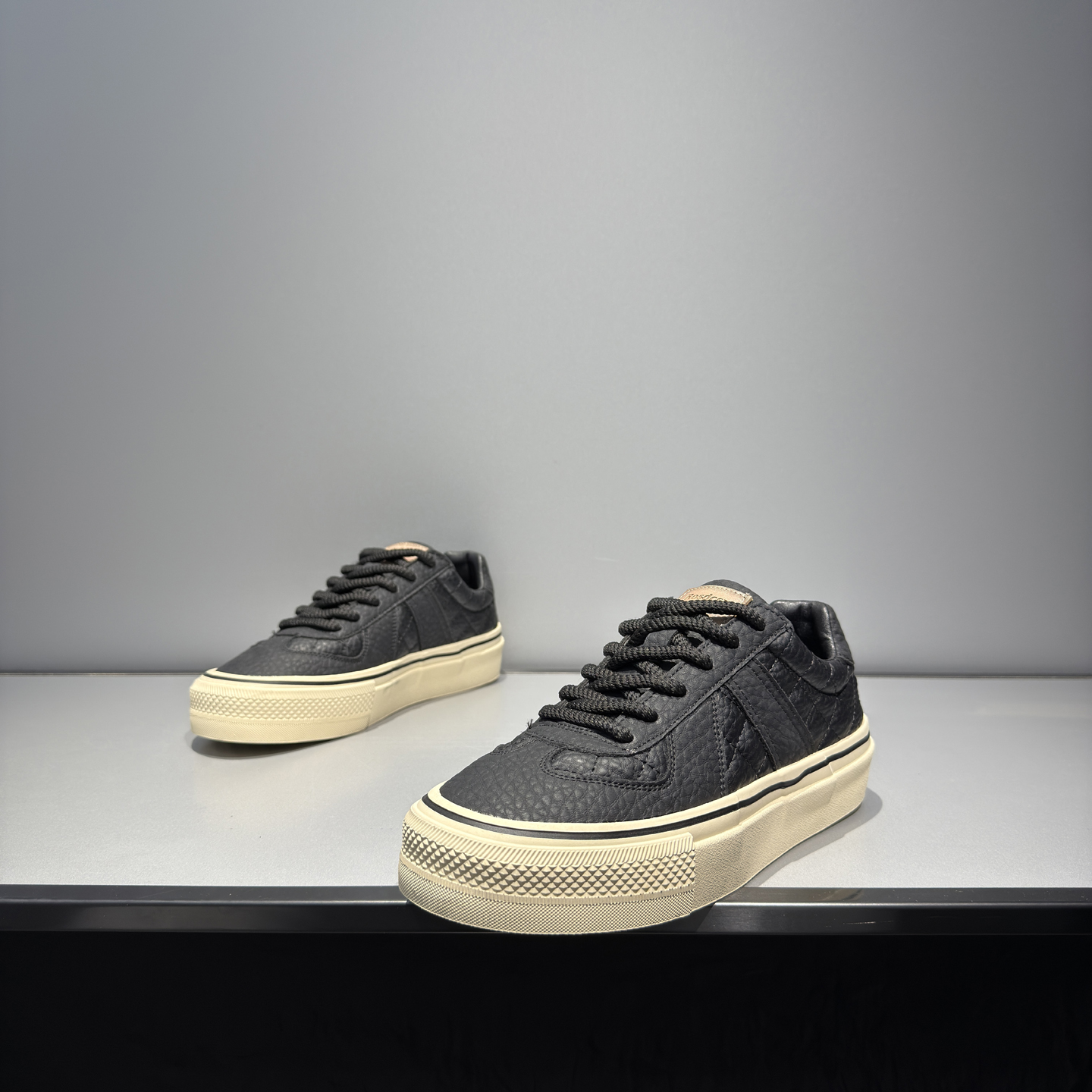 韩版低帮加绒德训鞋男黑色系带