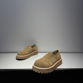 老钱风大头增高防滑软底2026男鞋 厚底反绒皮勃肯鞋 男一脚蹬休闲鞋