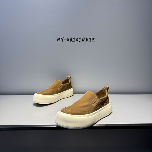 素面简约布面乐福鞋低帮板鞋