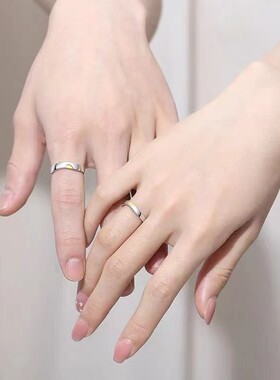 情侣戒指一对银对戒男女学生轻奢异地恋纪念送女友