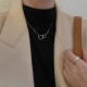 简约双环戒指吊坠项链嘻哈男女潮牌网红日韩长款 毛衣链