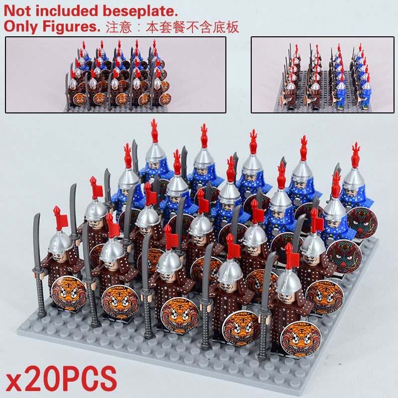 拼装积木古代大明朝士兵武器玩具