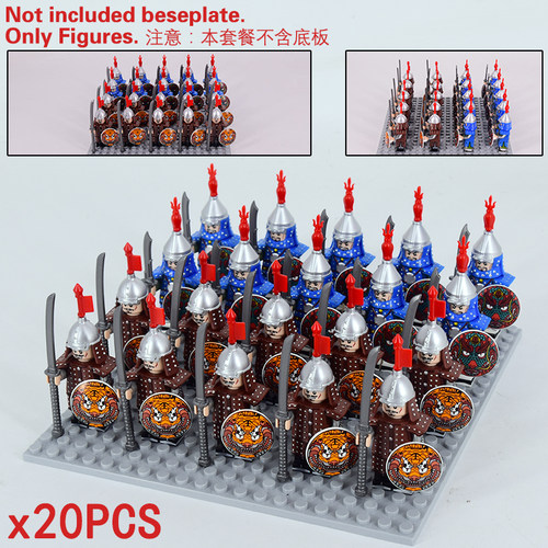 拼装积木古代大明朝士兵武器玩具