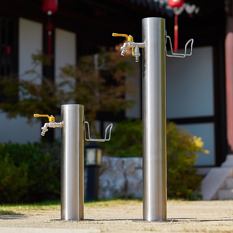 户外庭院水龙头不锈钢水管立柱
