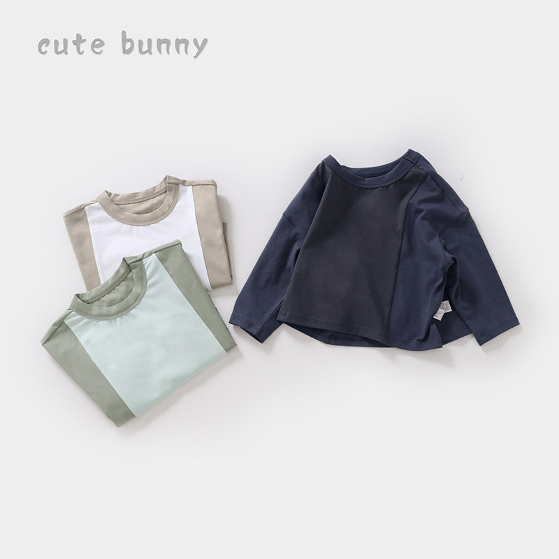 2024秋季新品男宝宝拼色打底衫女童休闲长袖t恤婴幼儿洋气上衣潮,童装/婴儿装/亲子装,T恤,淘宝优惠券,粉丝福利购,淘宝优惠卷