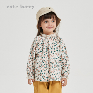 婴幼儿洋气宝宝打底上衣女童纯棉碎花衬衫 cutebunny2024春装 新款