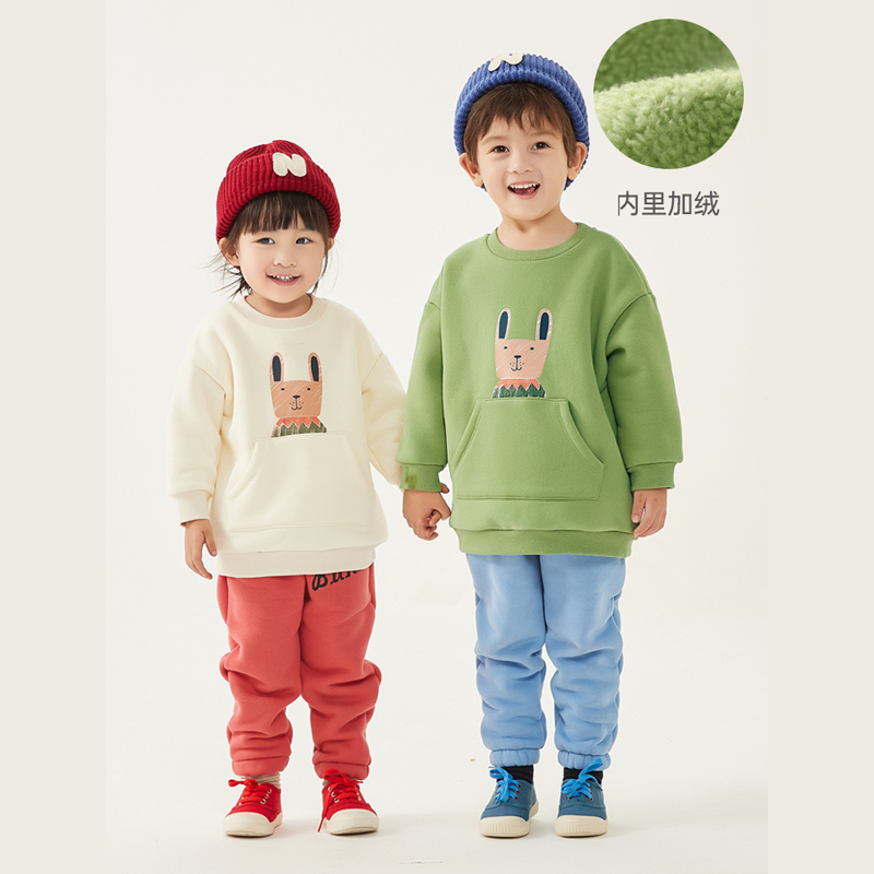 cutebunny冬季女宝宝加绒卫衣