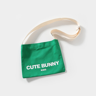 cutebunny男女童单肩斜挎包帆布包字母印花宝宝零钱包网红小包包
