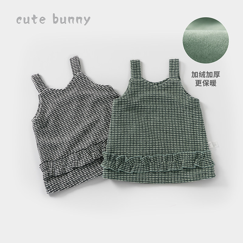cutebunny婴儿加绒吊带裙2023秋冬新款女小童洋气宝宝背心小裙子
