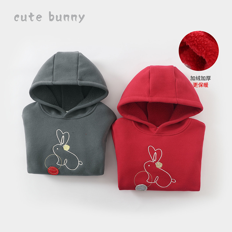 新款加厚保暖1岁婴儿洋气风卫衣