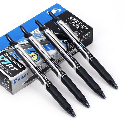 日本PILOT百乐笔BXRT-V7按动中性笔黑色0.7针管办公签字笔开拓王