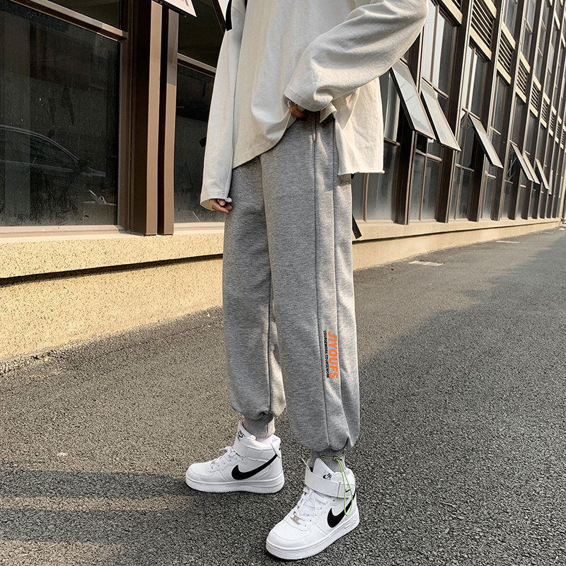 休閒衛褲男港風春季寬鬆潮牌個性痞帥束腳小腿運動褲子男