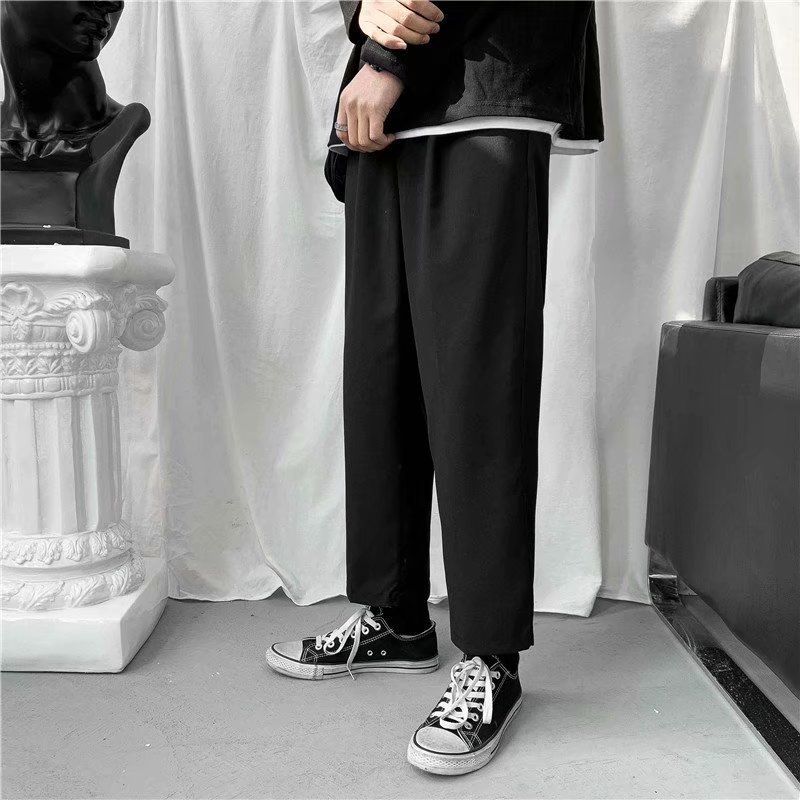 Hong Kong style and fashion casual pants men's spring drape Capris versatile straight casual pants