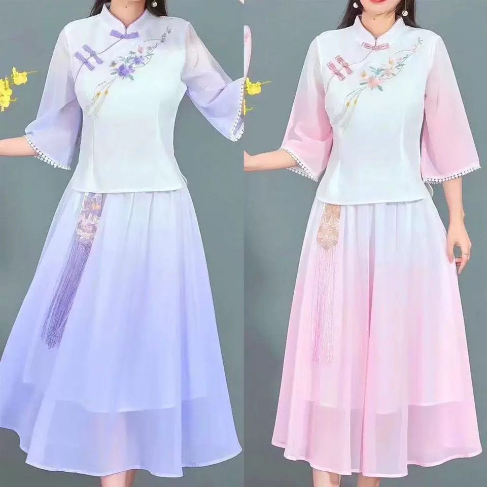 改良版汉服旗袍两件套女2026汉服套装