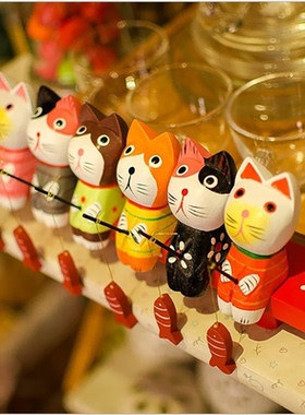 小猫钓鱼摆件北欧彩绘