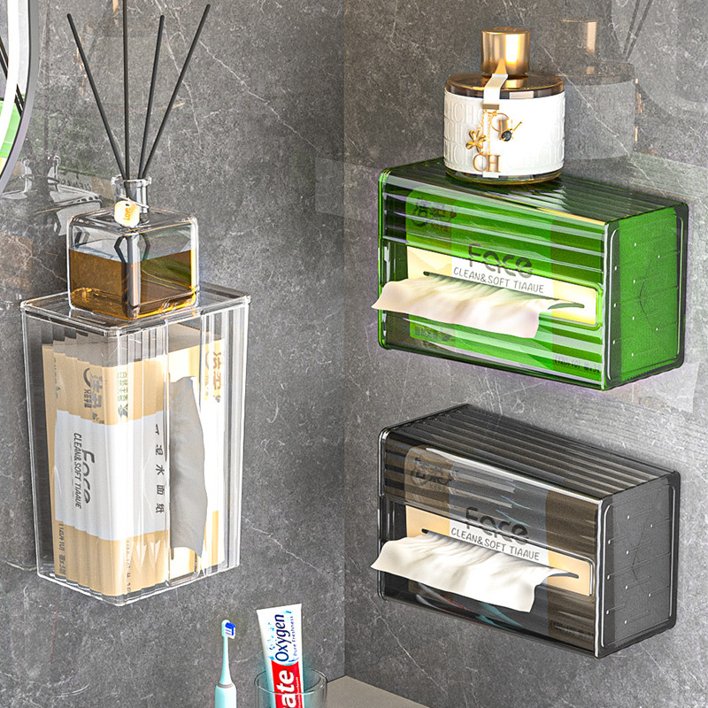 免打孔壁挂式纸巾盒洗脸巾收纳盒