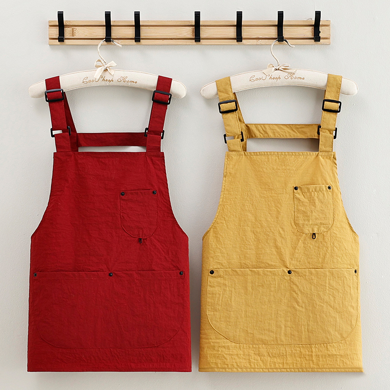 日式薄款春夏短款塔丝隆透气围裙奶茶咖啡做饭防溅水防油污定制字