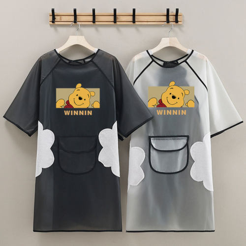 时尚韩版免洗半袖TPU围裙家用水产防水防油女海鲜工作服定制logo
