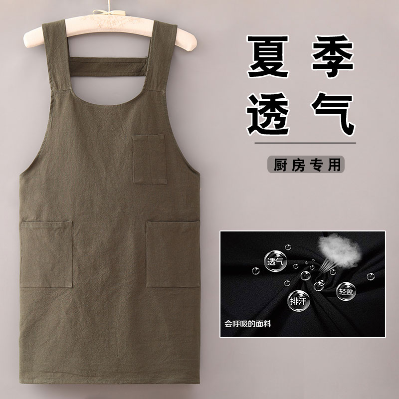 男女夏季薄款透气棉布围裙家用厨房防油污耐脏仓库上班工作服定制