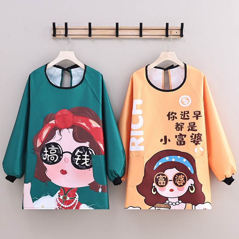 小个子短款长袖罩衣女家用